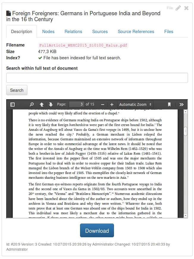 Detailansicht Datei mit PDF-Vorschau