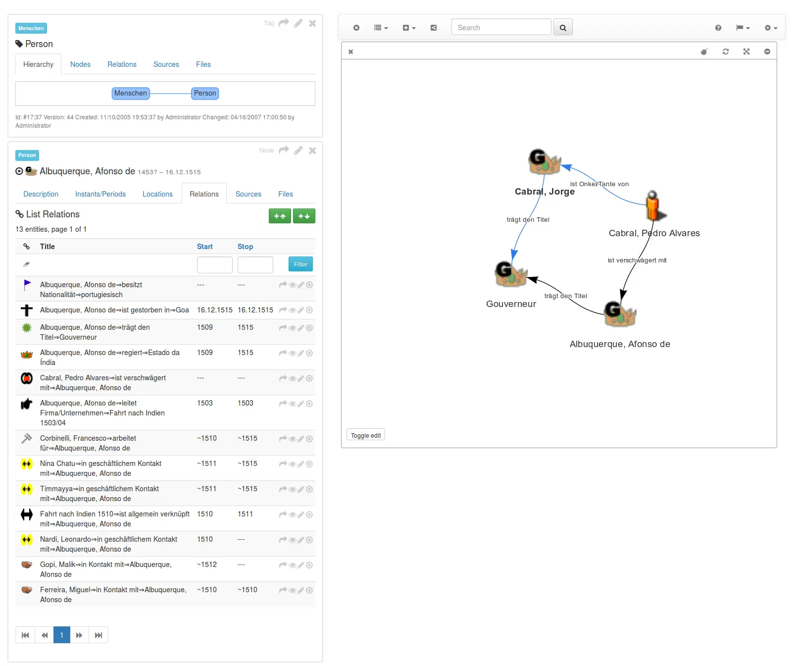 Full screen with tag and node on left, graph view on right